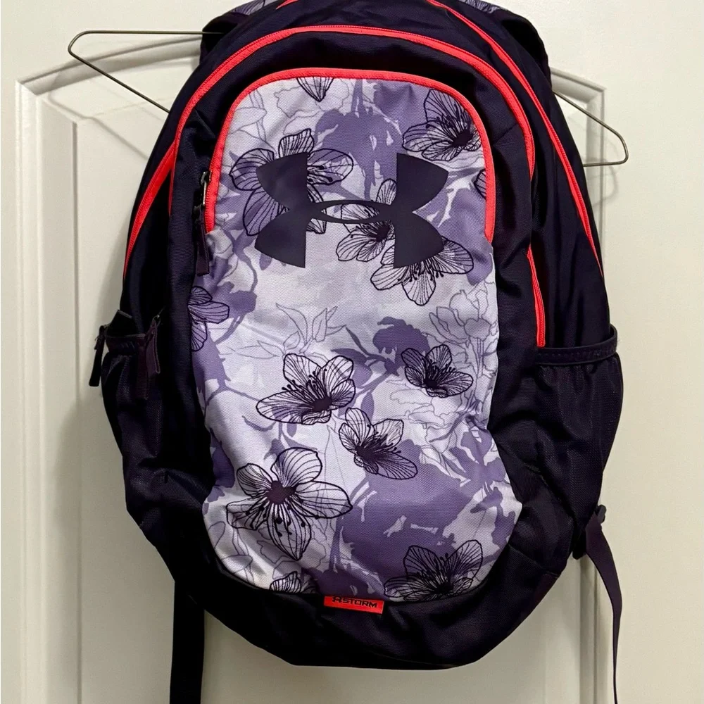 Under Armour Purple and Black Floral Backpack